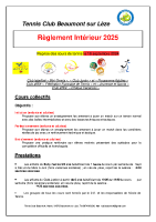 TENNIS réglement intérieur 2025